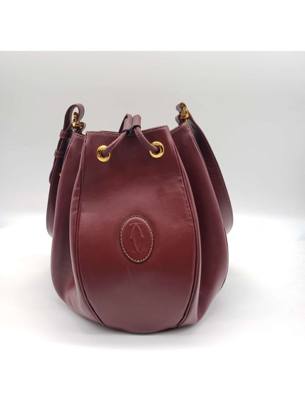 100% Authentic Must De Cartier Bordeaux Leather Shoulder Bag - Picture 3 of 16